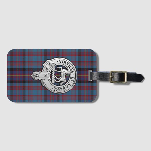 Étiquette À Bagage Clan Cochrane Crest & Azure Tartan (Devant Horizontal)