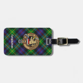 Étiquette À Bagage Clan Farquharson Crest sur Tartan (Devant horizontal)