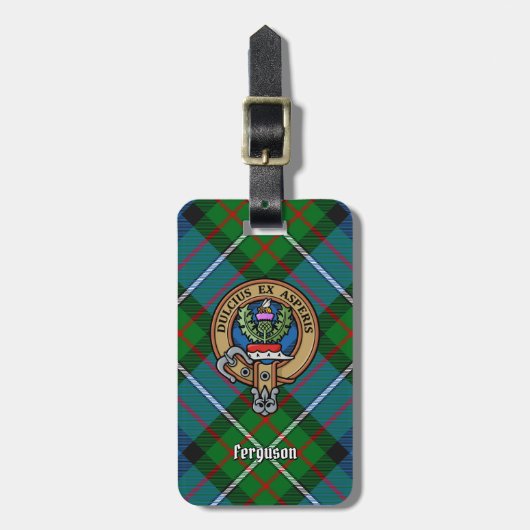 Étiquette À Bagage Clan Ferguson Crest sur Tartan (Devant Vertical)