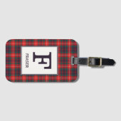Étiquette À Bagage Clan Fraser de Lovat Tartan Monogrammé (Devant Horizontal)