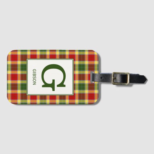 Étiquette À Bagage Clan Gibbs Tartan Monogrammed (Devant Horizontal)