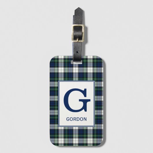 Étiquette À Bagage Clan Gordon habit Tartan Monogrammé (Devant Vertical)