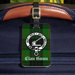 Étiquette À Bagage Clan Gunn Crest Badge et Tartan