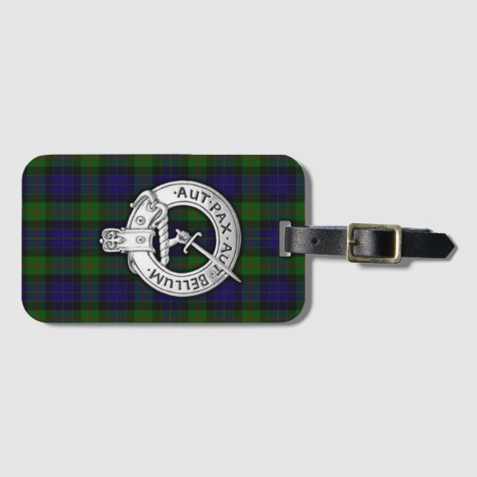 Étiquette À Bagage Clan Gunn Crest & Tartan (Devant Horizontal)