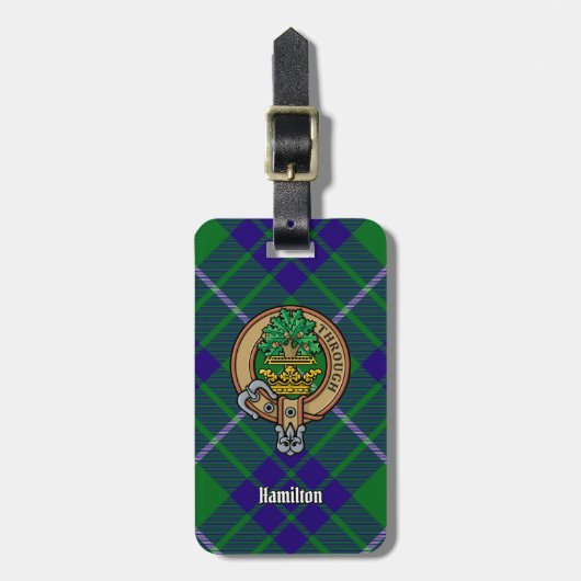 Étiquette À Bagage Clan Hamilton Crest sur la chasse Tartan (Devant Vertical)