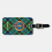 Étiquette À Bagage Clan Kirkpatrick Crest sur Tartan (Devant horizontal)