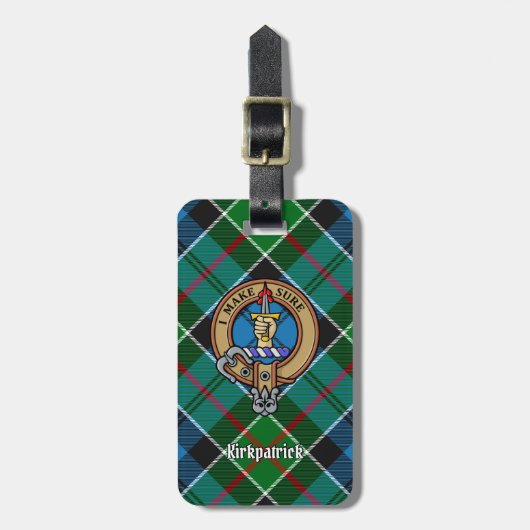 Étiquette À Bagage Clan Kirkpatrick Crest sur Tartan (Devant Vertical)
