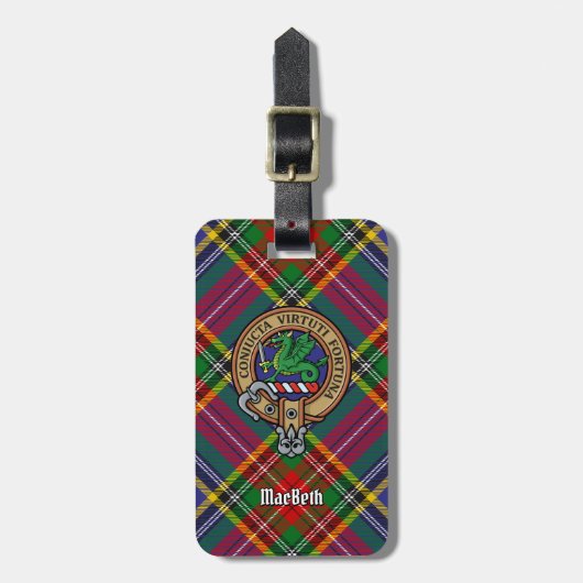 Étiquette À Bagage Clan MacBeth Crest sur Tartan (Devant Vertical)