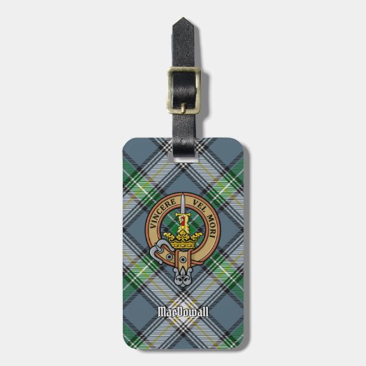 Étiquette À Bagage Clan MacDowall Crest sur Tartan (Devant Vertical)