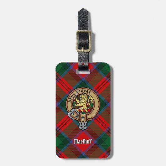 Étiquette À Bagage Clan MacDuff Crest sur Tartan (Devant Vertical)