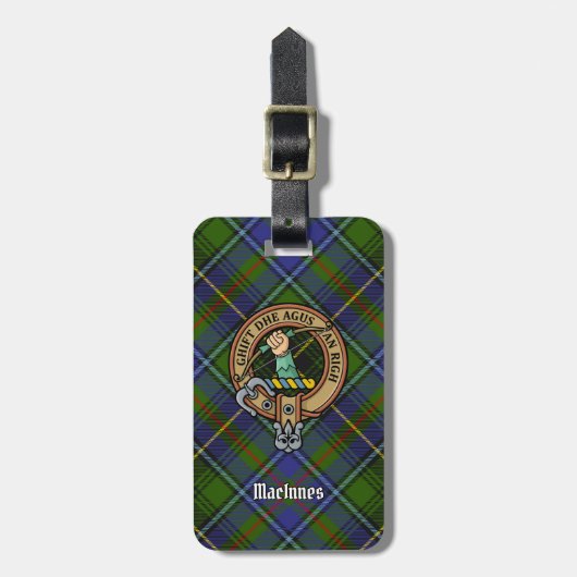 Étiquette À Bagage Clan MacInnes Crest sur Tartan (Devant Vertical)