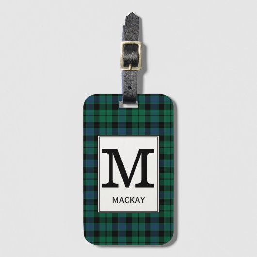 Étiquette À Bagage Clan MacKay Tartan Monogrammed (Devant Vertical)