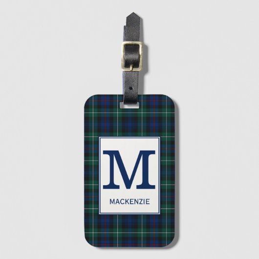 Étiquette À Bagage Clan Mackenzie Tartan Monogrammé (Devant Vertical)