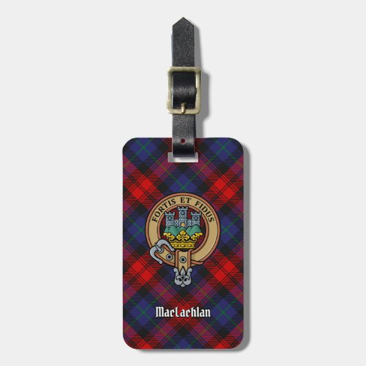 Étiquette À Bagage Clan MacLachlan Crest sur Tartan (Devant Vertical)