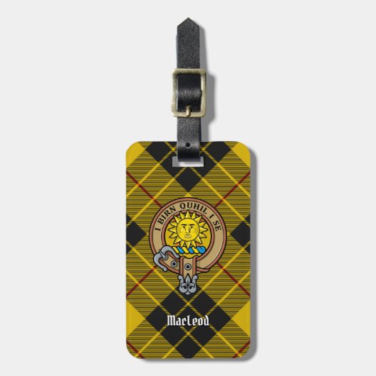 Étiquette À Bagage Clan MacLeod de Lewis Crest sur Tartan (Devant Vertical)
