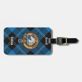 Étiquette À Bagage Clan Ramsay Crest sur Blue Hunter Tartan (Devant horizontal)