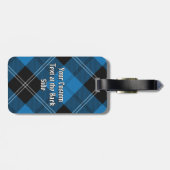 Étiquette À Bagage Clan Ramsay Crest sur Blue Hunter Tartan (Dos horizontal)