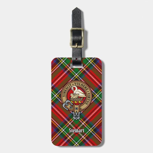 Étiquette À Bagage Clan Stewart Crest sur Royal Tartan (Devant Vertical)