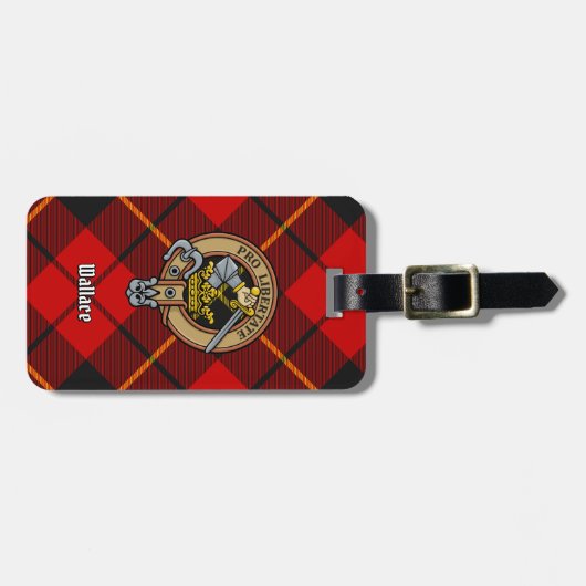 Étiquette À Bagage Clan Wallace Crest sur Tartan (Devant horizontal)