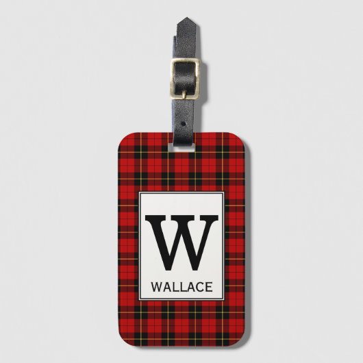 Étiquette À Bagage Clan Wallace Tartan Monogrammé (Devant Vertical)