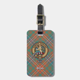Étiquette À Bagage Clan Wilson Crest au-dessus de Tartan antique