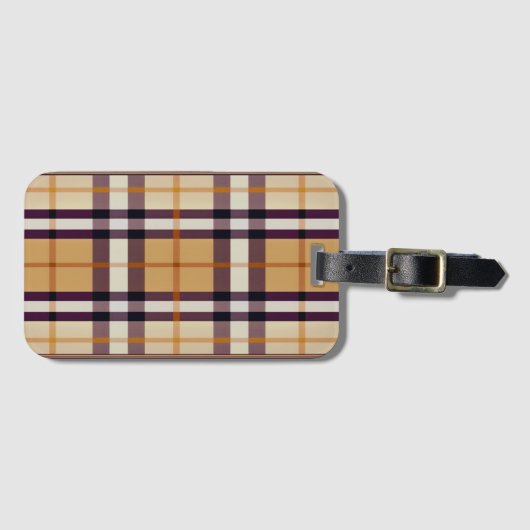 Étiquette À Bagage Classic tendance Plaid violet et beige (Devant Horizontal)