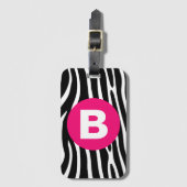 Étiquette À Bagage Classic Zebra Stripes Bright Pink Monogram (Devant Vertical)