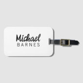 Étiquette À Bagage Classical White Minimalist Plain Elegant (Devant Horizontal)