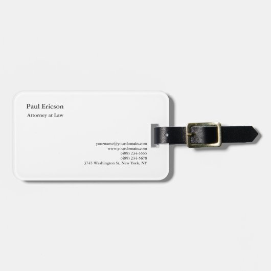 Étiquette À Bagage Classique Élégant Plat Professionnel (Devant horizontal)