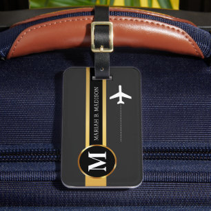 Étiquette À Bagage Classy Elegant Traveler Gold Metal Nom monogramme