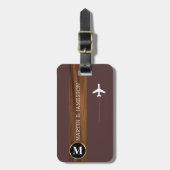 Étiquette À Bagage Classy Elegant Traveller Wood monogrammed Nom (Devant Vertical)