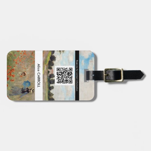 Étiquette À Bagage Claude Monet - Champ de pavot - Code QR (Devant horizontal)