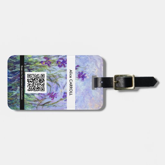 Étiquette À Bagage Claude Monet - Lilac Irises - Code QR (Devant horizontal)