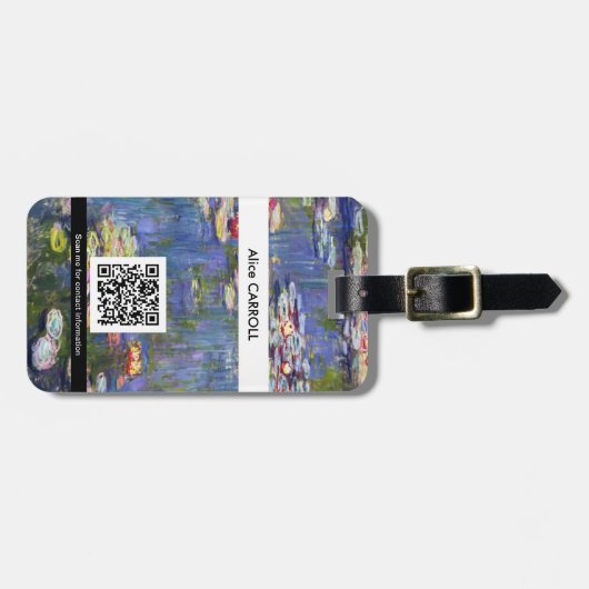 Étiquette À Bagage Claude Monet - Lys d'eau / Nympheas - Code QR (Devant horizontal)