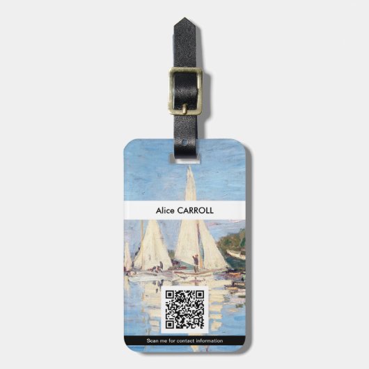 Étiquette À Bagage Claude Monet - Regattas à Argenteuil - QR Code (Devant Vertical)