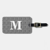 Étiquette À Bagage Clé grecque, noire et blanche (Devant horizontal)