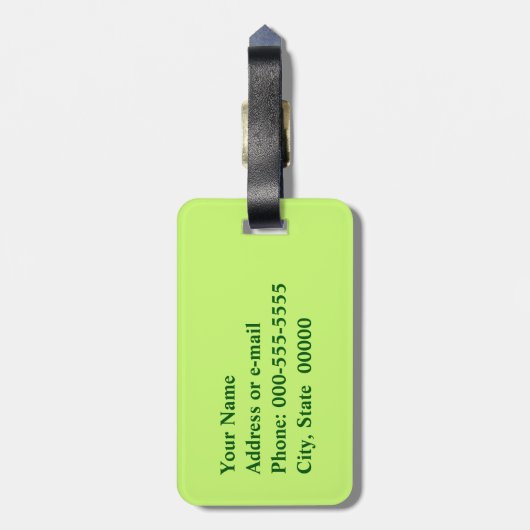 Étiquette À Bagage Clé grecque, vert émeraude et chaux (Dos Vertical)