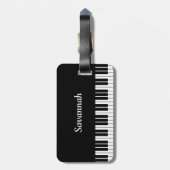 Étiquette À Bagage Clés de clavier de piano, noires et blanches (Dos Vertical)