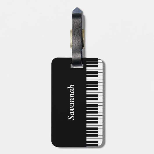 Étiquette À Bagage Clés de clavier de piano, noires et blanches (Dos Vertical)