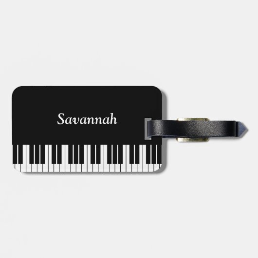 Étiquette À Bagage Clés de clavier de piano, noires et blanches (Dos horizontal)