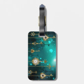 Étiquette À Bagage Clés squelette antiques sur fond vert (Dos Vertical)