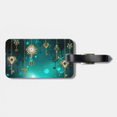 Étiquette À Bagage Clés squelette antiques sur fond vert (Dos horizontal)