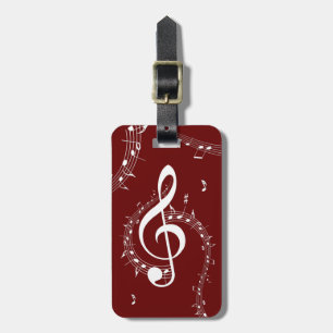 Étiquette À Bagage Climacic G Clef Music Rouge