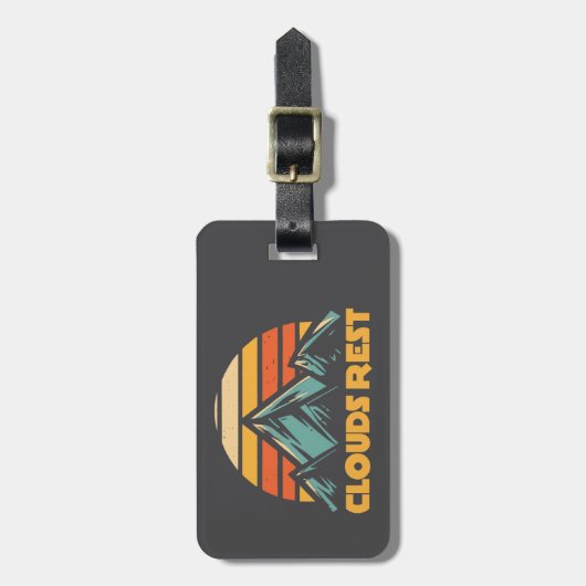 Étiquette À Bagage Clouds Rest Mountain Yosemite Retro Turquoise (Devant Vertical)