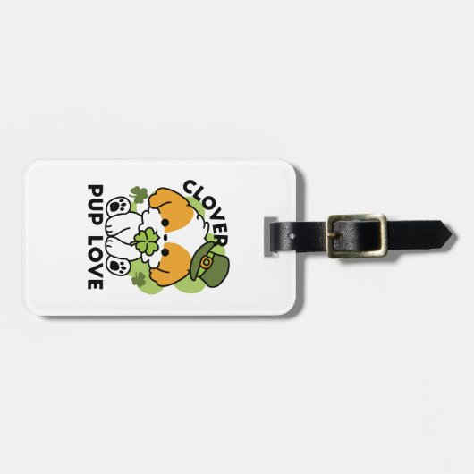 Étiquette À Bagage Clover Pup Love - St. Patrick's Day Chien Design (Devant horizontal)