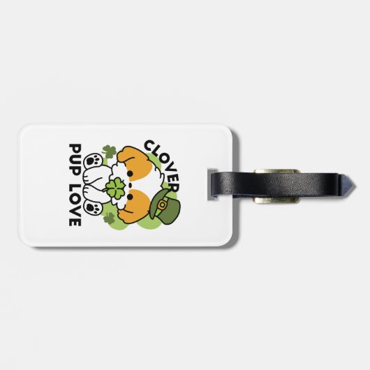 Étiquette À Bagage Clover Pup Love - St. Patrick's Day Chien Design (Dos horizontal)