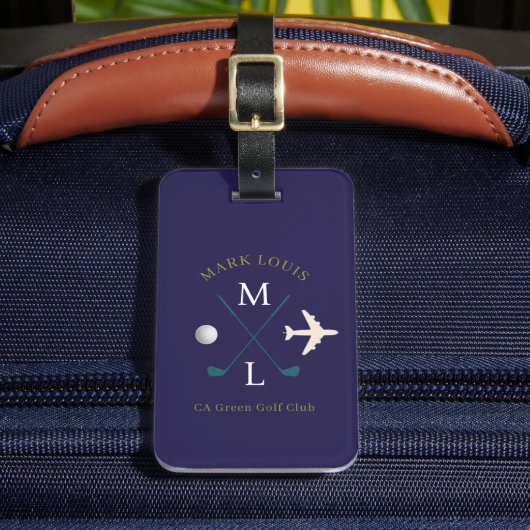 Étiquette À Bagage Club de golf bleu marine Monogramme (Insitu Rectoal 2)