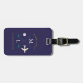 Étiquette À Bagage Club de golf bleu marine Monogramme (Devant horizontal)