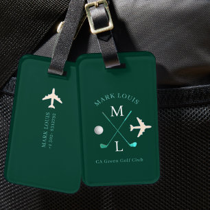 Étiquette À Bagage Club de golf élégant Monogram Green Travel