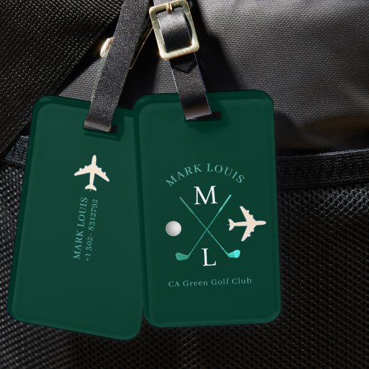 Étiquette À Bagage Club de golf élégant Monogram Green Travel